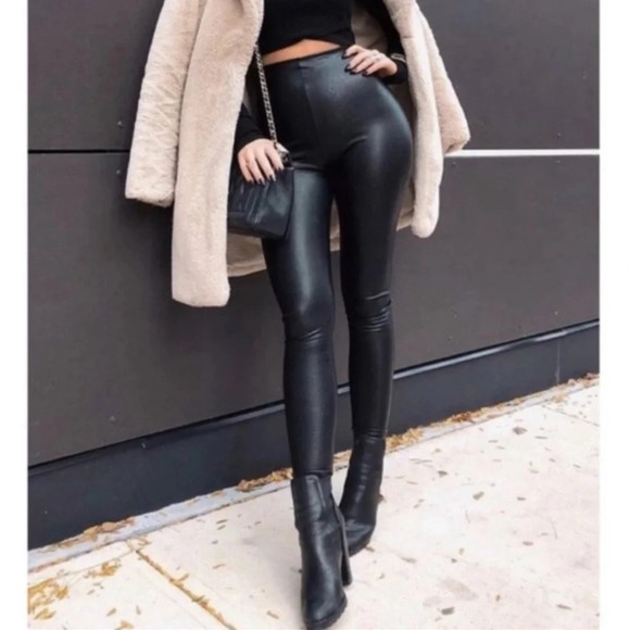 Commando Black Perfect Control Faux Vegan Leather Leggings Size S - Picture 12 of 12